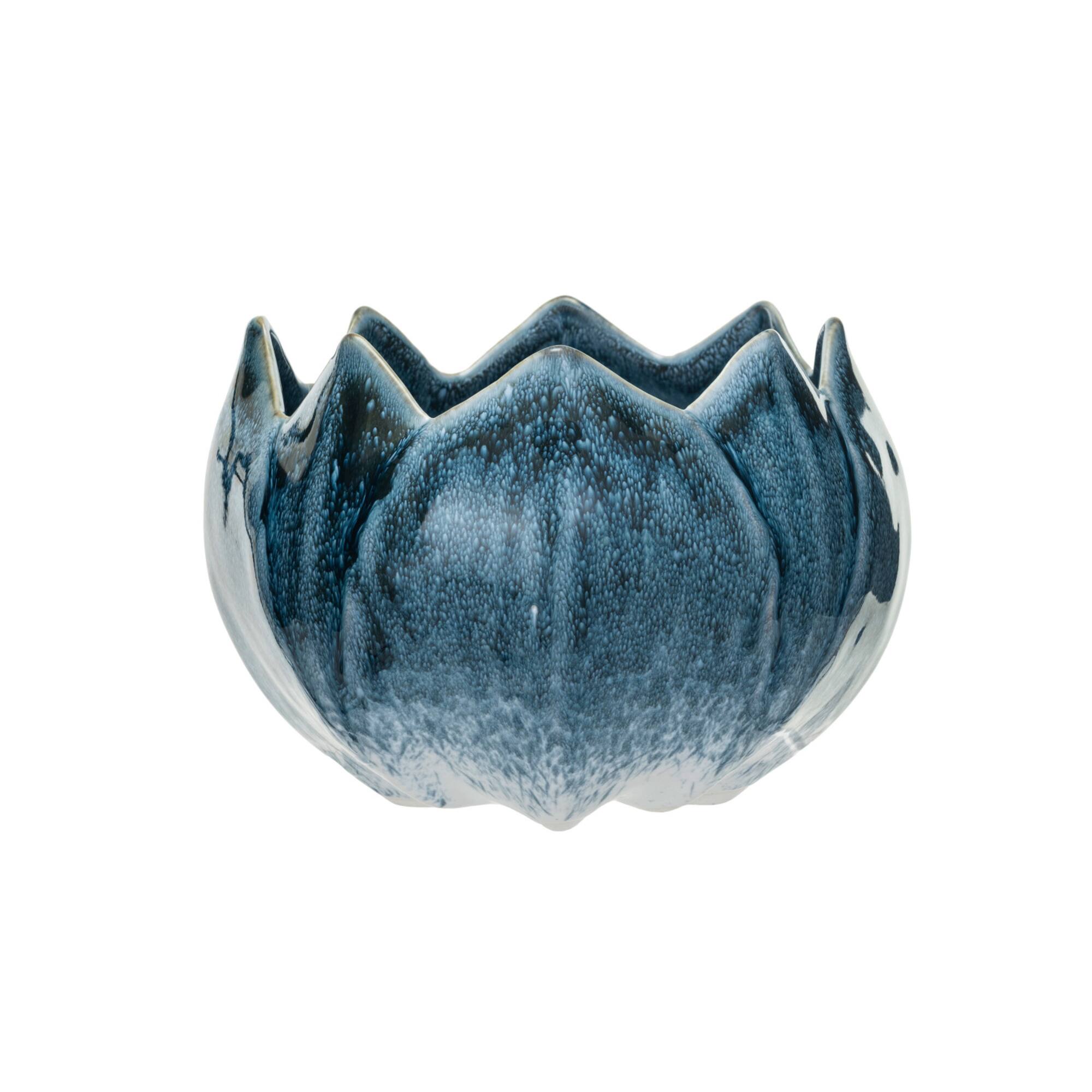 Hello Honey® 7" Blue Reactive Glaze Scalloped Edge Stoneware Planter